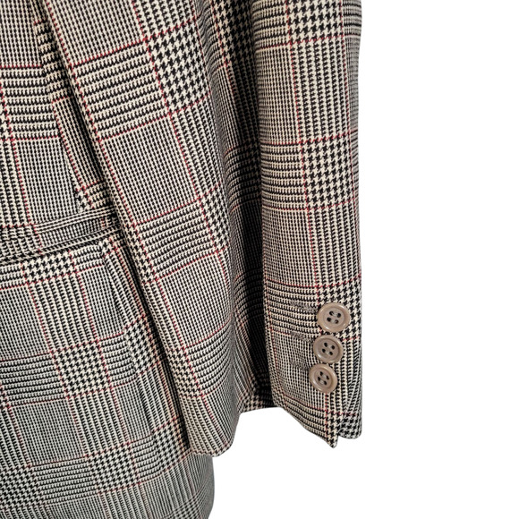Vtg Valentino Uomo 40R Gray Red Glen Plaid Wool Blazer Italy Sport Coat Jacket - Picture 7 of 11